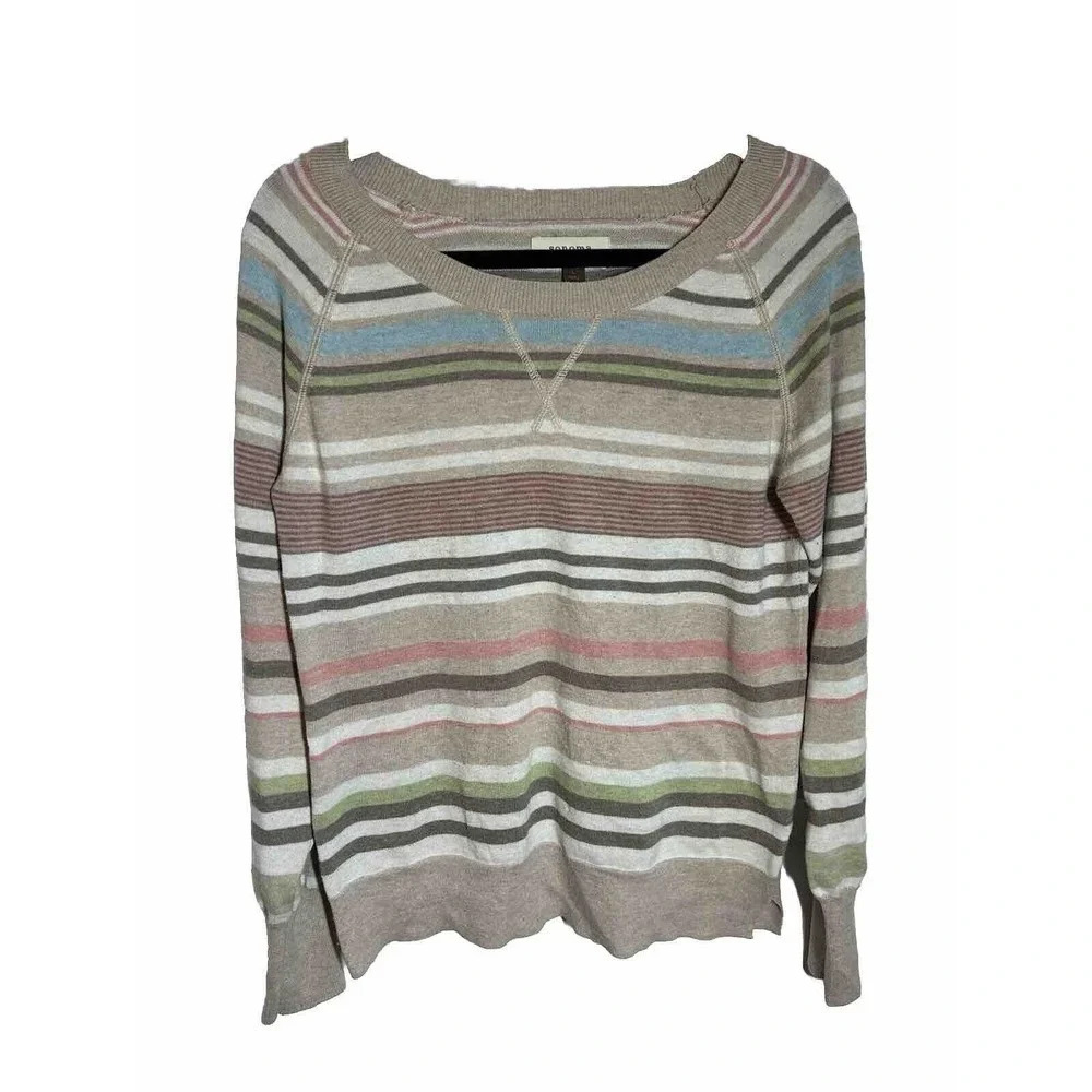 Sonoma Women’s Size L Striped Sweater Cotton Blend